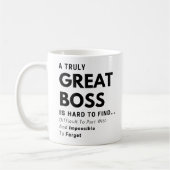 真の素晴らしボス感謝の気持ち引用文 コーヒーマグカップ (左)