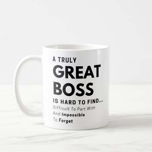 真の素晴らしボス感謝の気持ち引用文 コーヒーマグカップ (左)