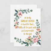 真の素晴らしボス感謝ギフトボス感謝してい サンキューカード (正面/裏面)