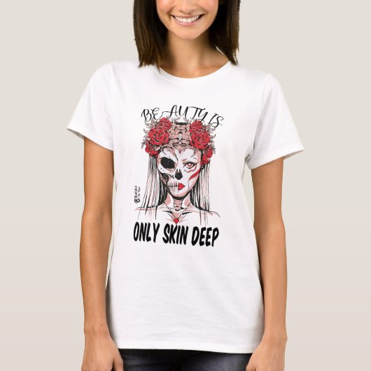 真の美しいウィメンホワイト Tシャツ (正面)