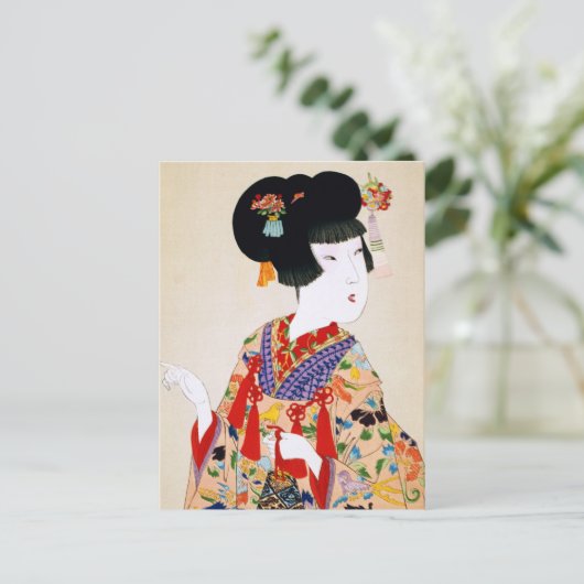 真の美しいヴィンテージ日本のプリント ポストカード (スタンド正面)