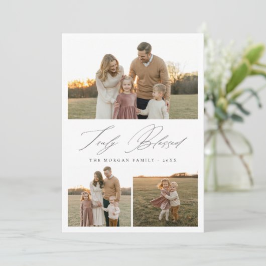 真の賛美クリスチャンファミリー写真ホリデーカード シーズンカード (スタンド正面)
