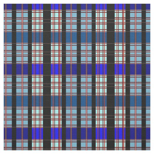 真の青の格子模様 ファブリック (見本)