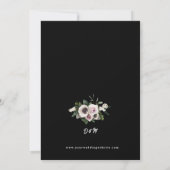 真の黒の上の白いアネモン結婚ズ 招待状 (裏面)