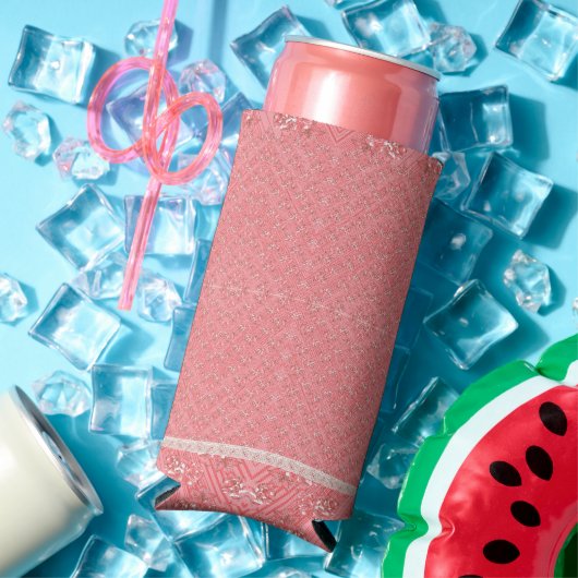 真ん中に模様があるピンク色の背景 スリム缶クーラー (インサイチュ 夏)