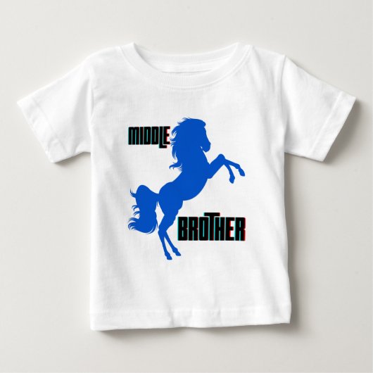 真ん中の兄 馬の世話 ベビーTシャツ (正面)