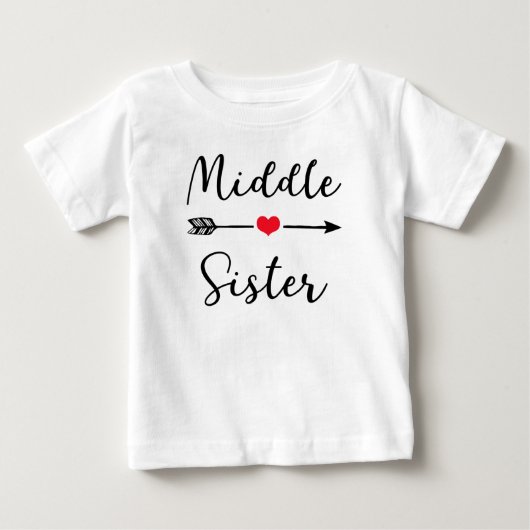 真ん中の姉妹 ~ 姉妹のデザイン ベビーTシャツ (正面)