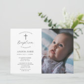 真エレガント白モダン洗礼 招待状 (スタンド正面)