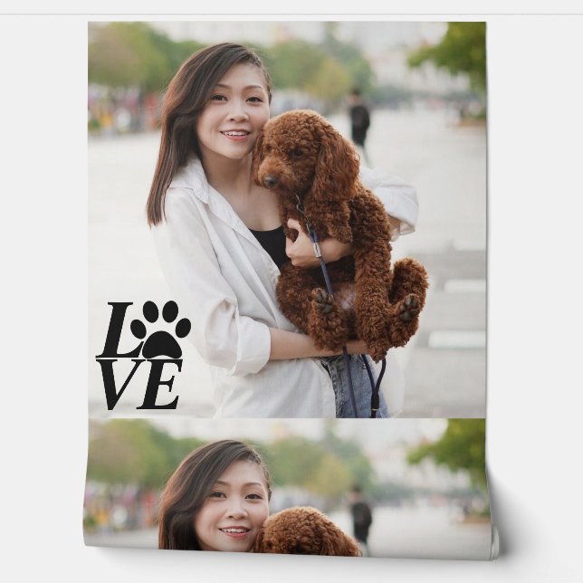 真カスタムの犬愛好家のためのLOVE Pawプリント壁紙 壁紙 (ほどく)