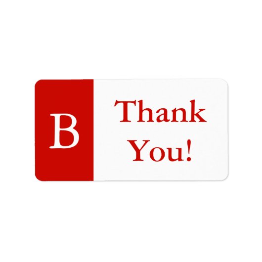 真カスタム赤お礼モノグラムのギフトラベル ラベル (正面)