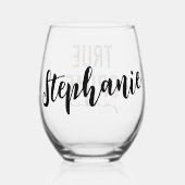 真パーソナライズされた犯罪中毒 |犯罪番組の恋人 ステムなしワイングラス (裏面)