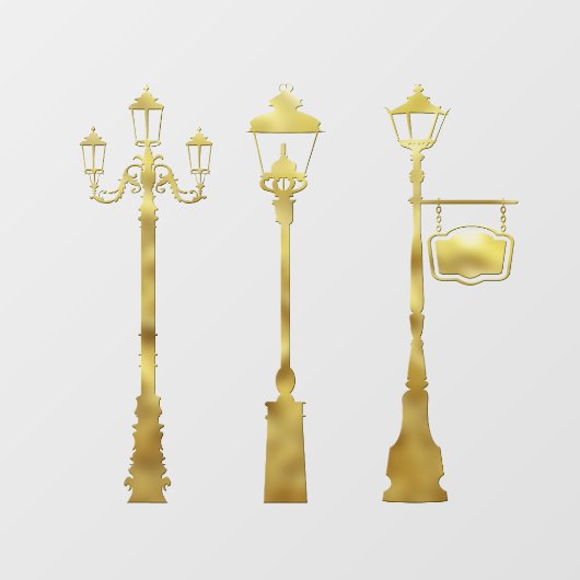 真ビクトリアン鍮ランプのポストランタン金ゴールド冬 ウィンドウサイン (シート)