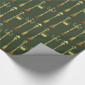 真ビクトリアン鍮ランプの提灯の緑 ラッピングペーパー (角)