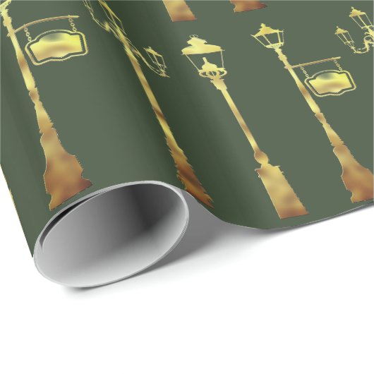 真ビクトリアン鍮ランプの提灯の緑 ラッピングペーパー (ロールコーナー)