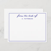 真モダンのネイビーブルーのデスクから縁ど ノートカード (正面/裏面)