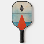 真中の赤い三角形の上に黒い鳥 ピックルボールラケット (裏面)