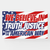真信じ実に正義とアメリカ的な方法で 横断幕 (横)