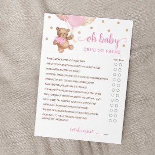 真偽の事実ベビーシャワーパーティーゲームカード 招待状
