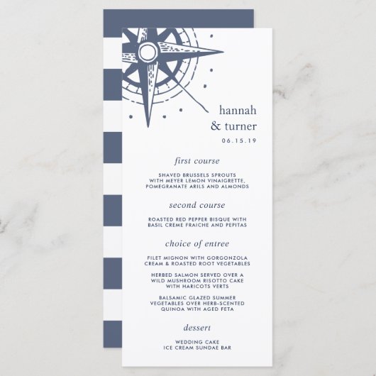 真北 | コンパス航海ののメ結婚ニュー・カード メニュー (正面/裏面)