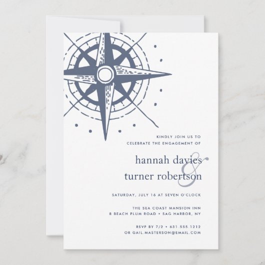 真北 | 航海の婚約パーティ招待状 招待状 (正面)