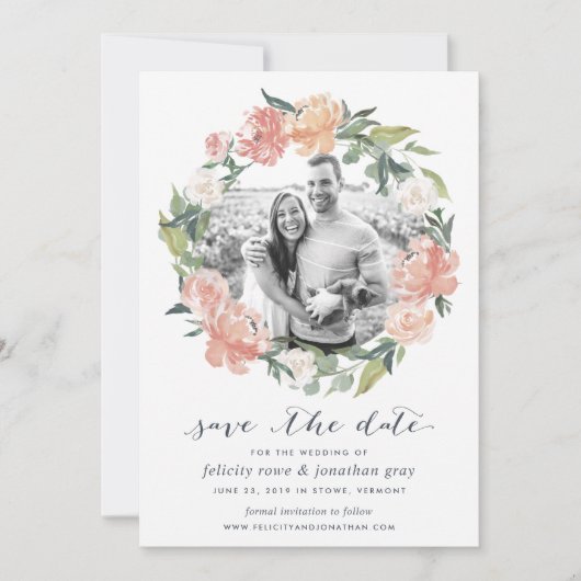 真夏のフローラ写真Save the Date Card セーブザデート (正面)
