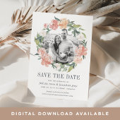 真夏のフローラ写真Save the Date Card セーブザデート