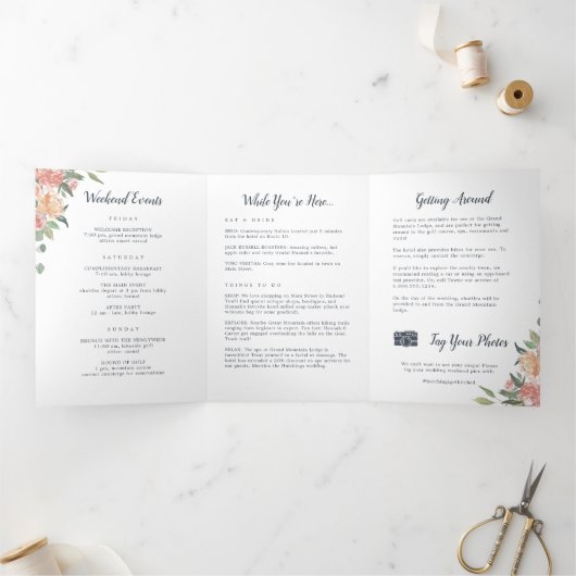 真夏のフローラ結婚のウェルカムレターの日程 三つ折りプログラム (内部)