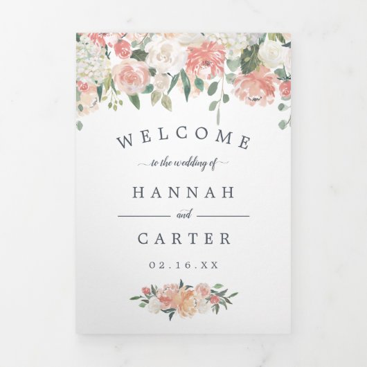 真夏のフローラ結婚のウェルカムレターの日程 三つ折りプログラム (カバー)