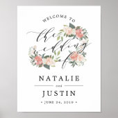 真夏のフローラ結婚の歓迎サイン ポスター (正面)