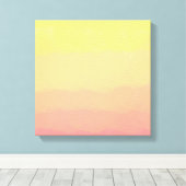 真夏の夕日のオレンジ色のサンゴの水彩色 キャンバスプリント (インサイチュ (ウッドフロア))