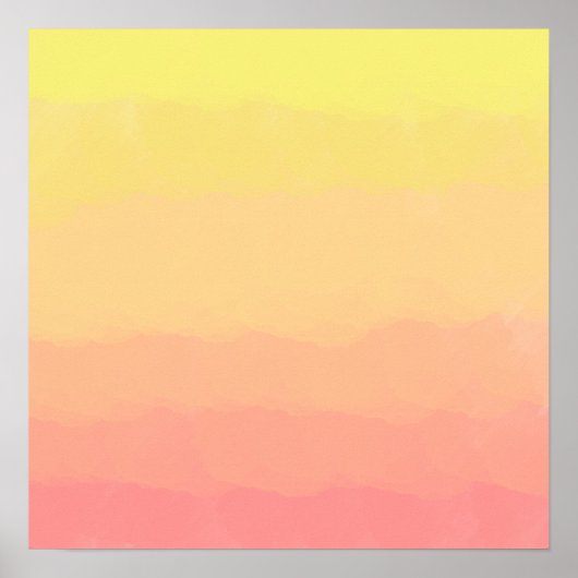 真夏の夕日のオレンジ色のサンゴの水彩色 ポスター (正面)