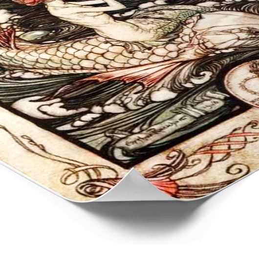 真夏の夜の夢の人魚アーサー・ラッカム ポスター (角)