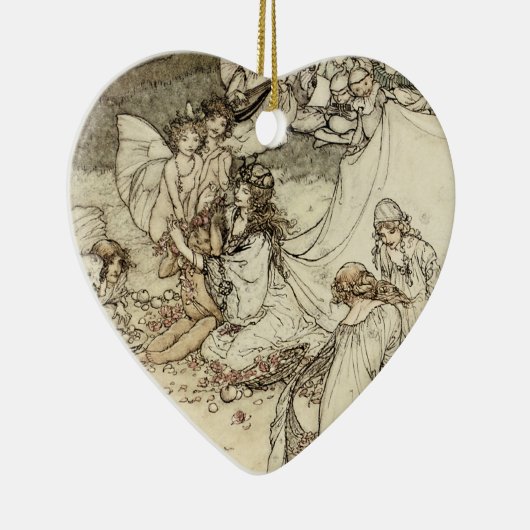 真夏の夜の夢の妖精のハートのオーナメント セラミックオーナメント (右)