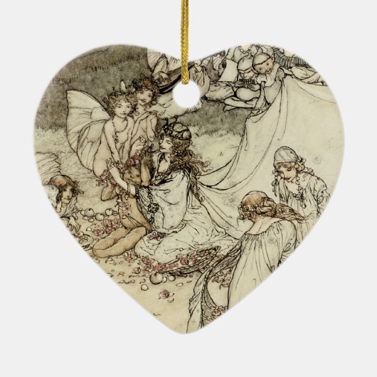 真夏の夜の夢の妖精のハートのオーナメント セラミックオーナメント (裏面)
