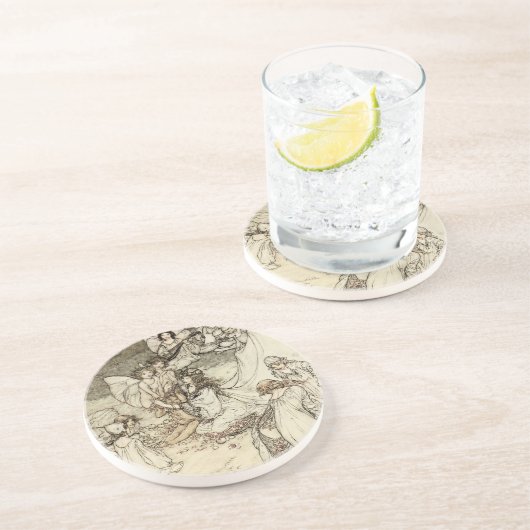 真夏の夜の夢の妖精の砂岩コースター コースター (側面)