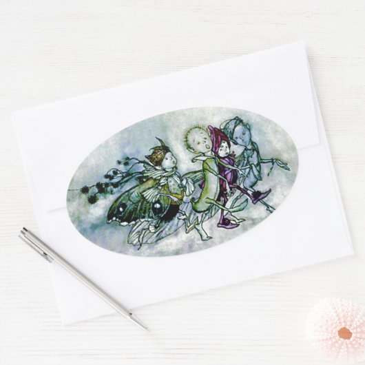 真夏の夜の夢の妖精 楕円形シール (封筒)