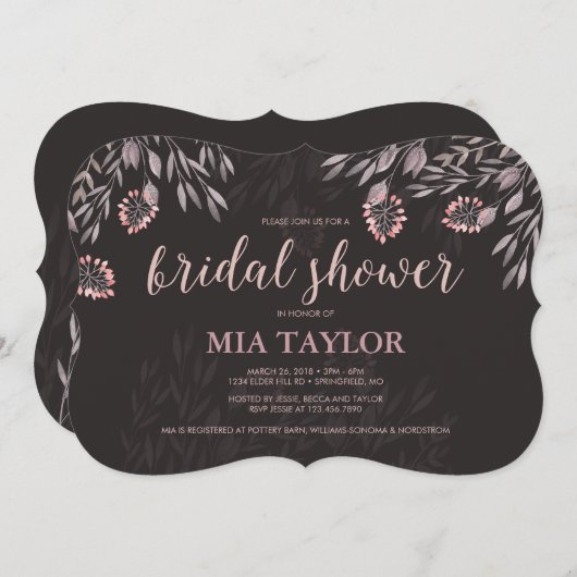 真夏の夜の夢の結婚ブライダルシャワー 招待状 (正面/裏面)