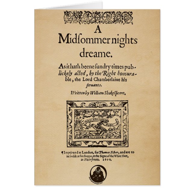 真夏の夜の夢のQuartoへの前部部分 (正面)