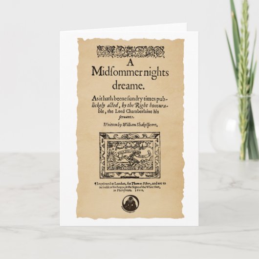 真夏の夜の夢のQuartoへの前部部分 カード (正面)