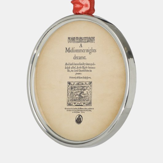 真夏の夜の夢のQuartoへの前部部分 メタルオーナメント (左)