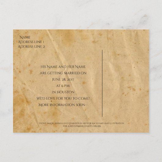 真夏の夜の夢はがきを保存 案内ポストカード (裏面)