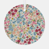 真夏の牧草地、花の植物のパターン。 ガラスオーナメント (裏面)