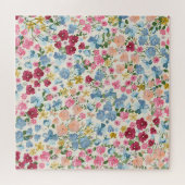 真夏の牧草地、花の植物のパターン。 ジグソーパズル (横)