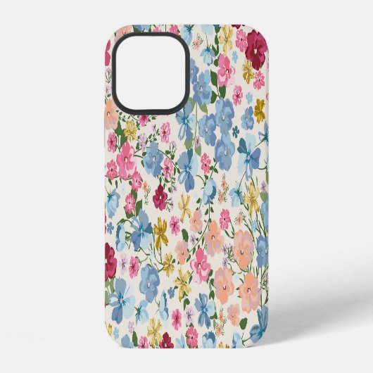 真夏の牧草地、花の植物のパターン。 iPhoneケース (裏面)