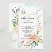 真夏エレガント水彩フローラブライダルシャワー 招待状 (正面/裏面)