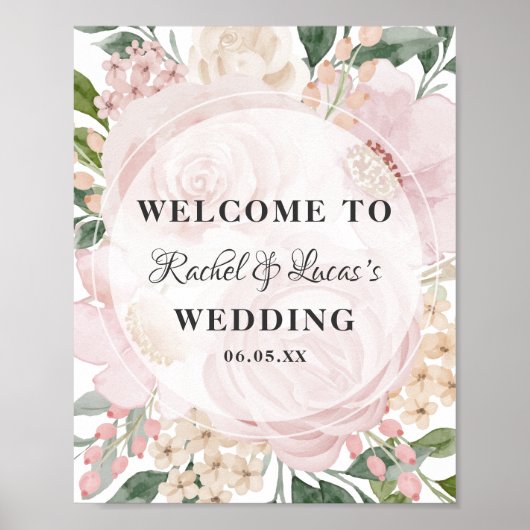 真夏バラ円形フローラ ポスター (正面)