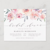 真夏フローラエレガント水彩ブライダルシャワー インビテーションポストカード (正面)