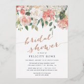 真夏フローラエレガント水彩ブライダルシャワー 箔招待状 (正面)