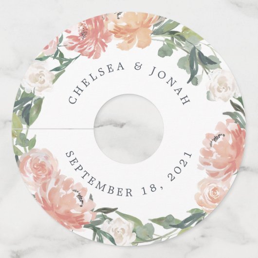 真夏フローラ |パーソナライズされた結婚s ワイングラスタグ (正面)