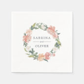真夏フローラ |ボタニカルパーソナライズされた結婚ズ スタンダードカクテルナプキン (正面)